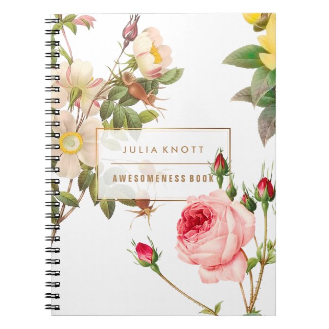 Cuaderno PixDezines Rosas Antiguas/Redoute (Frente)
