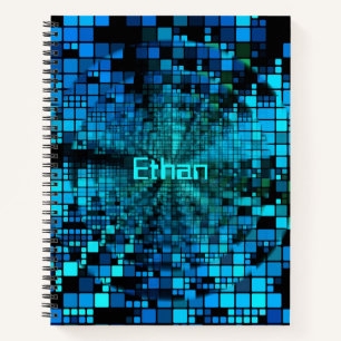 Cuaderno Píxel azul vórtice   Personalizado