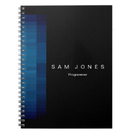 Cuaderno Pixel Negro Azul Moderno