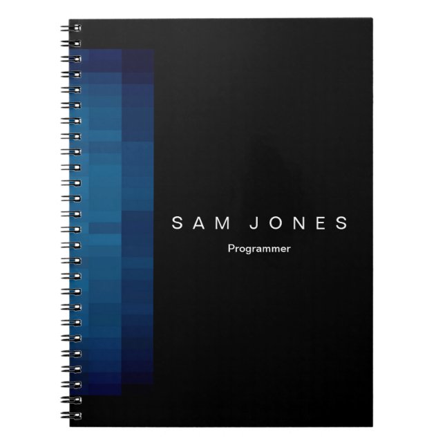 Cuaderno Pixel Negro Azul Moderno (Frente)