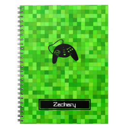 Cuaderno Píxeles de juego verde | Bloc de notas espiral per