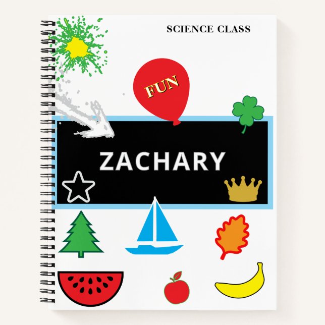 Cuaderno Pizarra Escolar Velero Globo NOMBRE (Anverso)