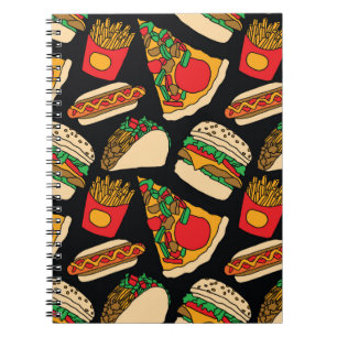 Cuaderno pizza de comida rápida hamburguesa hotdog fritas t