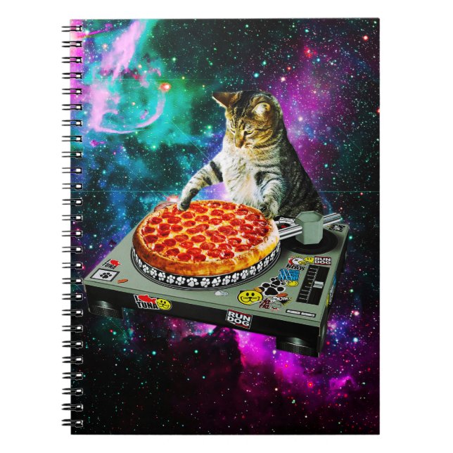 Cuaderno Pizza del gato de DJ del espacio (Frente)