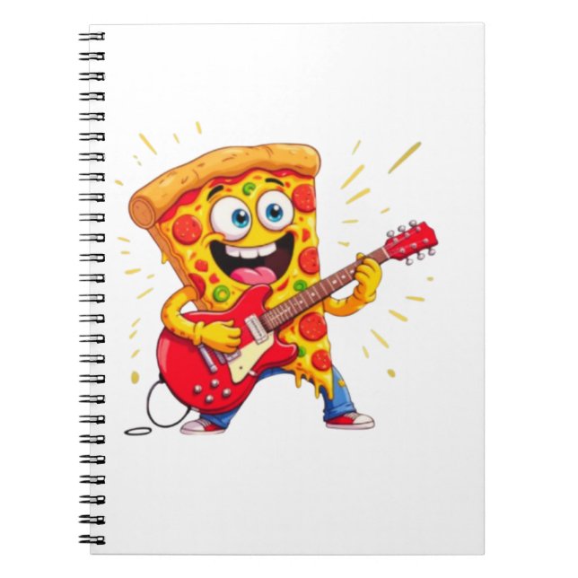 Cuaderno **Pizza Rock ’n’ Roll – Rebanada Divertida Tocando (Frente)