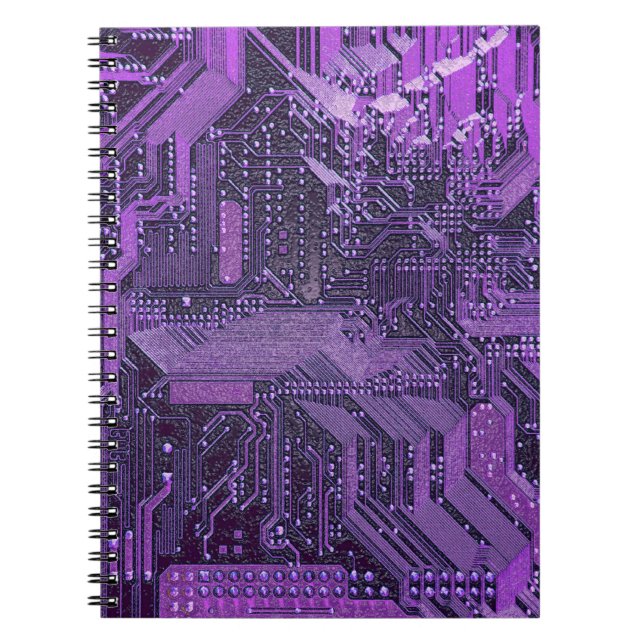 Cuaderno Placa de circuito cibernético púrpura Electrónica  (Frente)