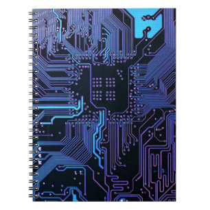Cuaderno Placa de circuito electrónico azul del nerd de sal