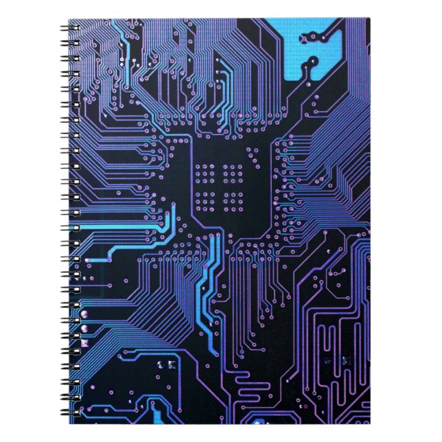 Cuaderno Placa de circuito electrónico azul del nerd de sal (Frente)