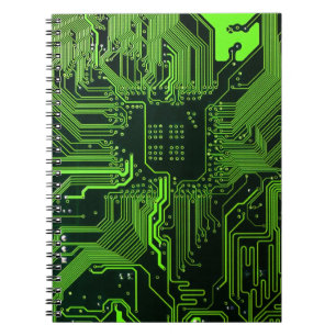 Cuaderno Placa de circuito electrónico verde del nerd de sa