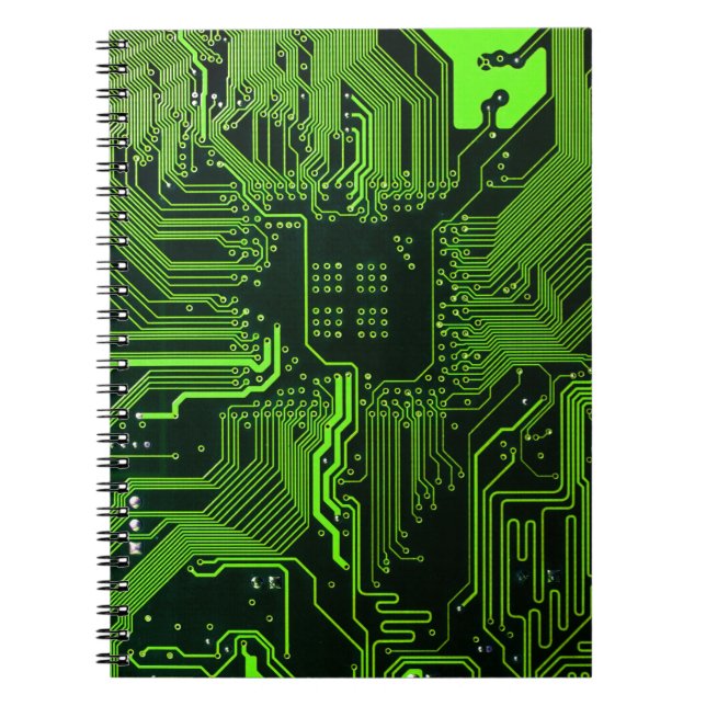 Cuaderno Placa de circuito electrónico verde del nerd de sa (Frente)