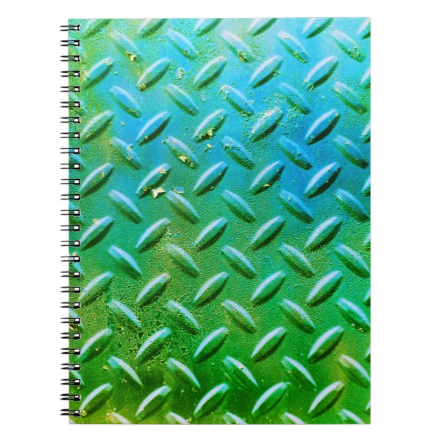 Cuaderno Placa de diamante Acero verde y azul (Frente)