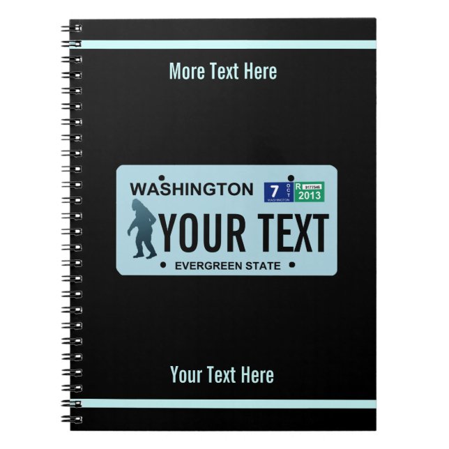Cuaderno Placa de licencia de Washington Sasquatch (Frente)