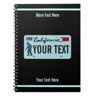Cuaderno Placa de licencia Sasquatch de California