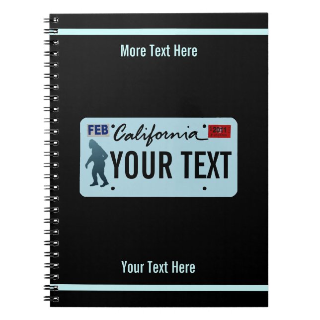 Cuaderno Placa de licencia Sasquatch de California (Frente)