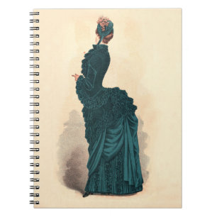 Cuaderno Placa de moda victoriana antigua: vestido con cola