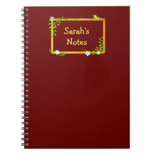 Cuaderno Placa de nombre con marco floral