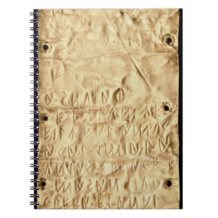Cuaderno Placa de oro con la "breve" inscripción de