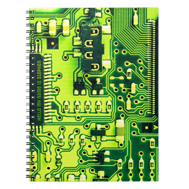 Cuaderno Placa de PCB verde, circuito impreso de piezas ele (Frente)