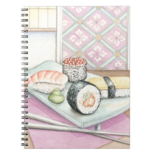 Cuaderno Placa de sushi surtido con palillos
