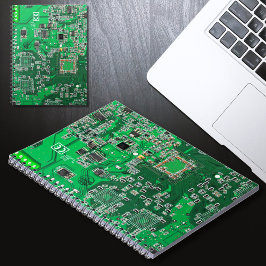 Cuaderno Placa verde del circuito del geek de la computador