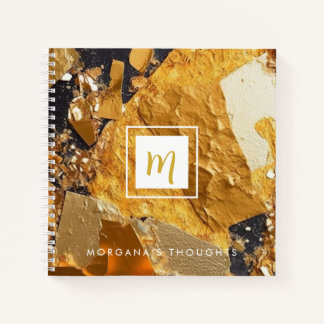 Cuaderno Placas de oro de lujo Sparkle Monogram Square