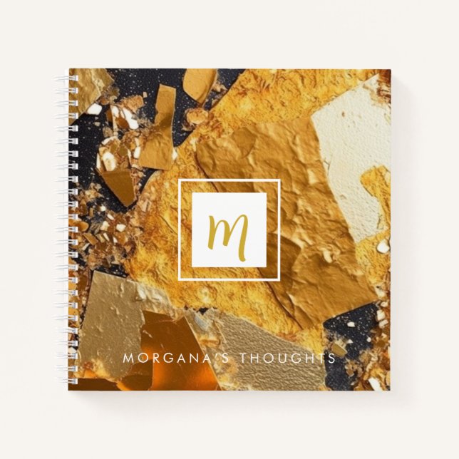 Cuaderno Placas de oro de lujo Sparkle Monogram Square (Anverso)