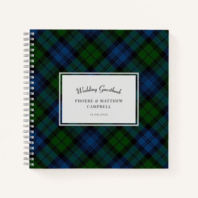 Cuaderno Plaid Campbell Military Tartan Boda Guestbook (Anverso)