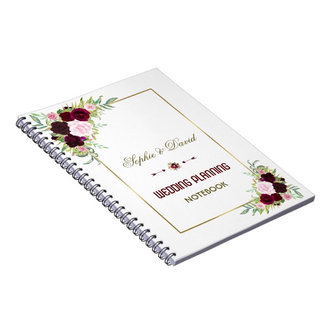 Cuaderno Plan de Bodas Florales Royal Burgundy Marsala (Lado Derecho)