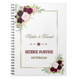Cuaderno Plan de Bodas Florales Royal Burgundy Marsala