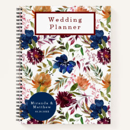 Cuaderno Plan de matrimonio floral Naranja Marsala