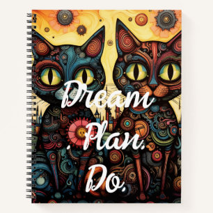 Cuaderno Plan de Sueño. Hacer. Gatos Steampunk Ornamentados