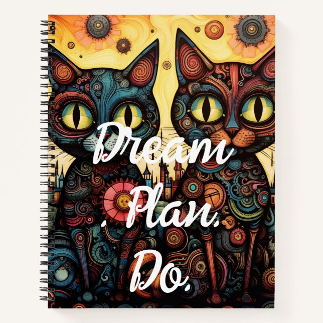 Cuaderno Plan Dream. Sí. Gatos Ornate Steampunk (Anverso)