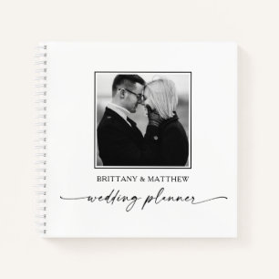 Cuaderno Planeador de casamiento blanco con tinta blanca de