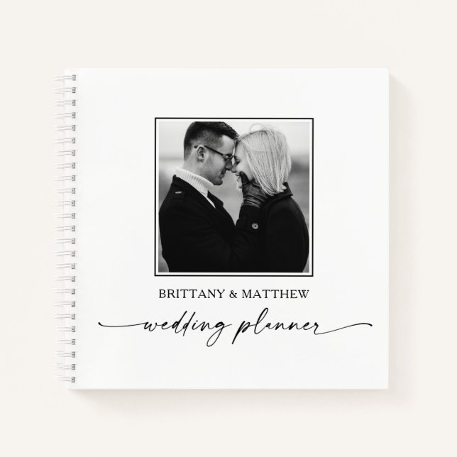 Cuaderno Planeador de casamiento blanco con tinta blanca de (Anverso)