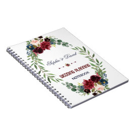 Cuaderno Planeador de matrimonio con floral azul de la Mari