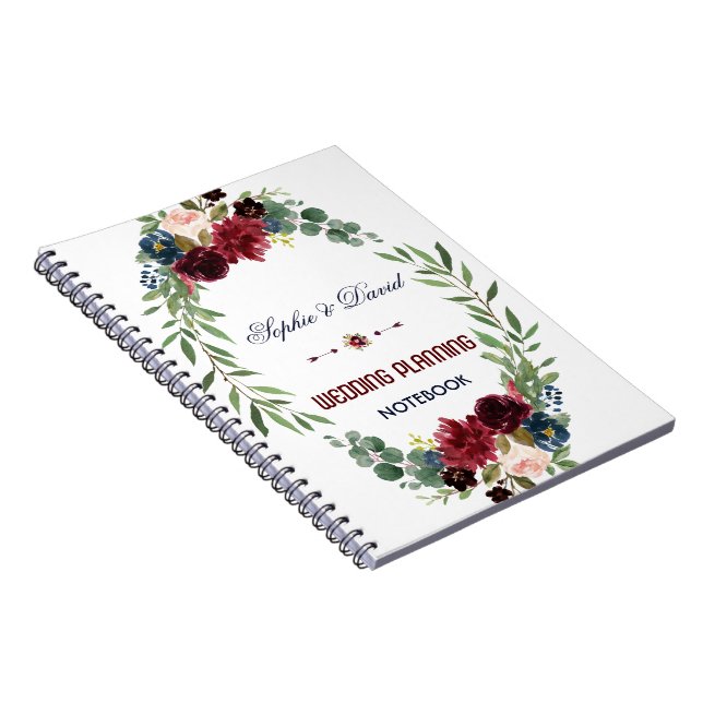 Cuaderno Planeador de matrimonio con floral azul de la Mari (Lado Derecho)