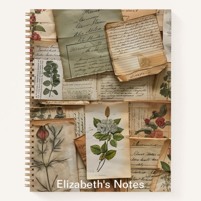 Cuaderno Planeador personalizado de efemera floral (Anverso)