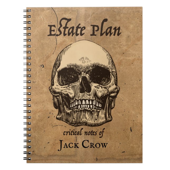 Cuaderno Planeamiento de cráneo y estado de huesos escalofr (Frente)