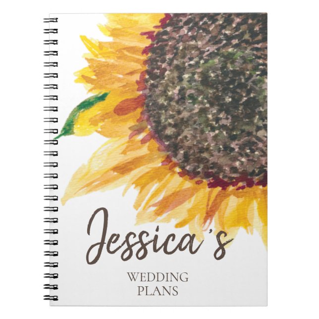 Cuaderno Planes Bodas blancos de girasol amarillo marrón (Frente)
