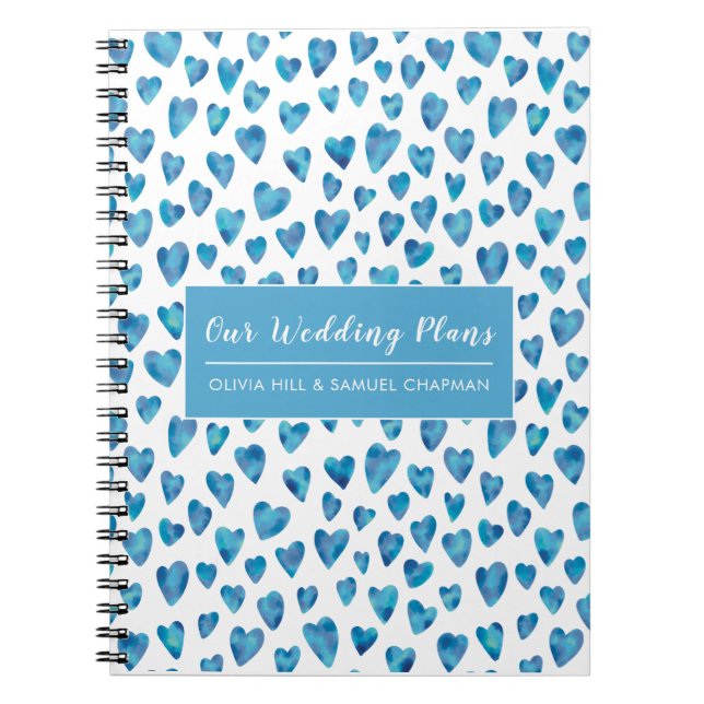 Cuaderno Planes Bodas del corazón de amor azul (Frente)