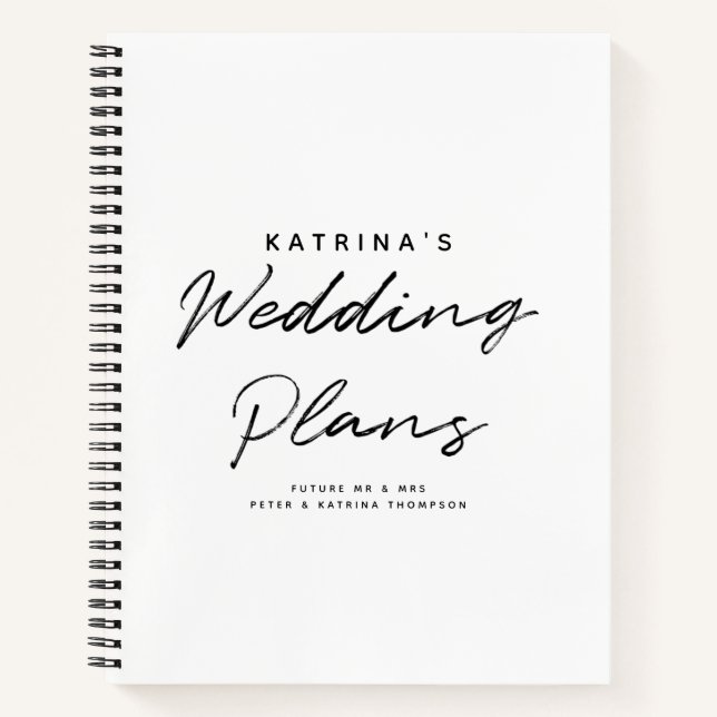 Cuaderno Planes de Boda Blancos Modernos Simples (Anverso)