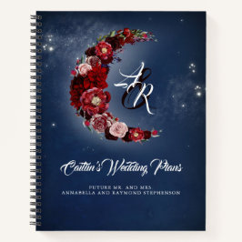 Cuaderno Planes de Boda de la luna floral de la marina y bo