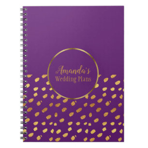 Cuaderno Planes de Boda Elegantes Violeta y Dorado Diario