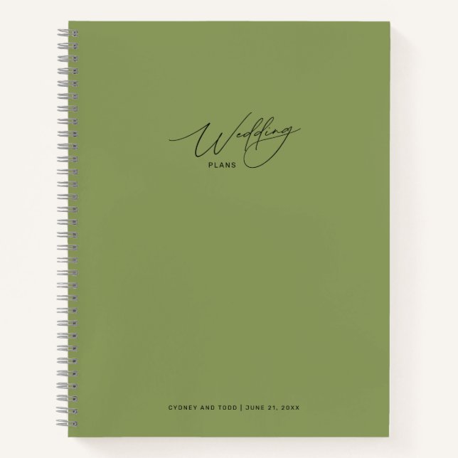 Cuaderno Planes de boda verde musgo (Anverso)