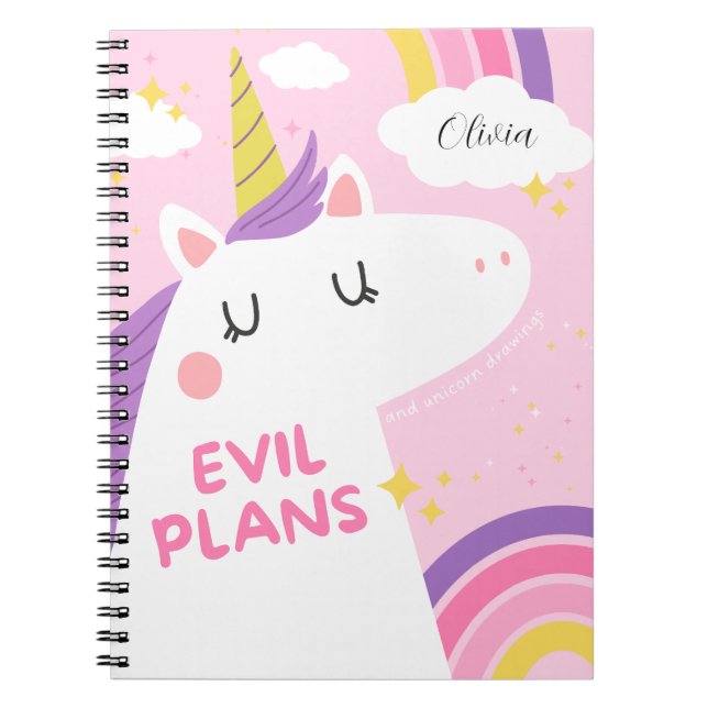 Cuaderno Planes malvados y dibujos de unicornio - divertido (Frente)