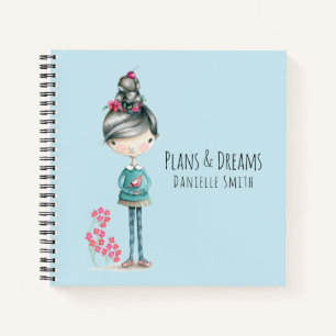 Cuaderno "Planes y sueños" Chica De Boho Con Pájaro