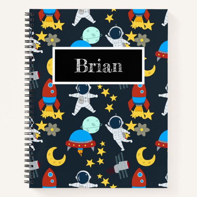 Cuaderno Planeta astronauta espacial personalizado (Anverso)