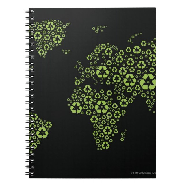 Cuaderno Planeta tierra compuesto de símbolos de reciclaje (Frente)
