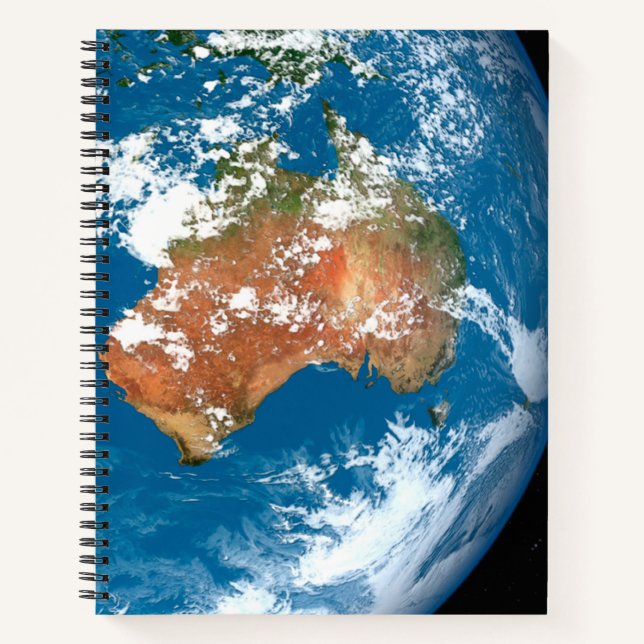 Cuaderno Planeta Tierra Mostrando Nubes Sobre Australia. (Anverso)