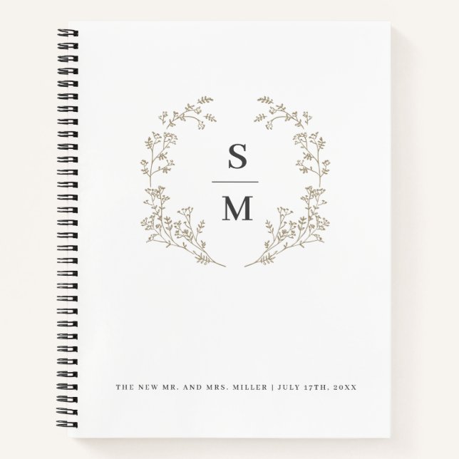 Cuaderno Planificación de Boda Moderna y Elegante Corona de (Anverso)
